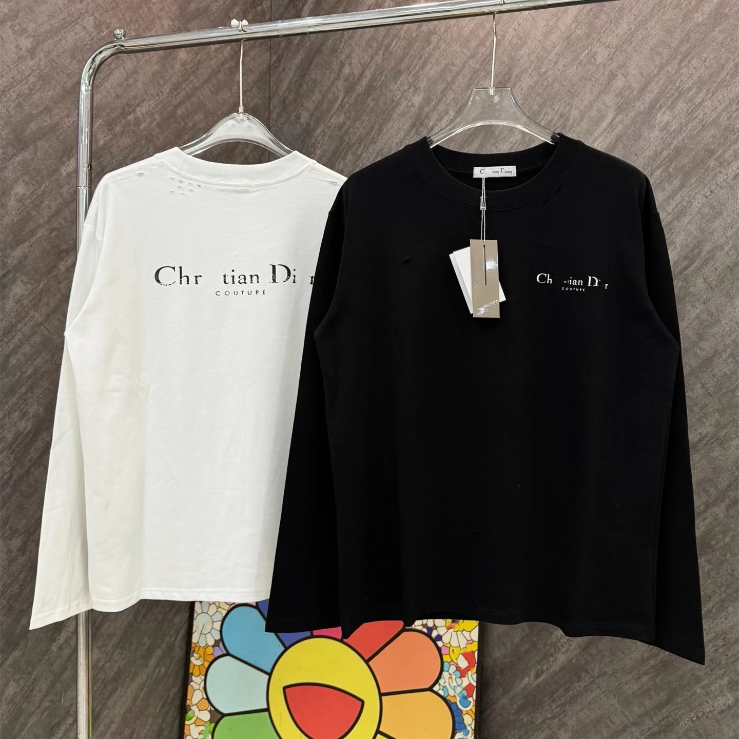 2025 new style Dior hole letter cotton long sleeve T-shirt men's and women's