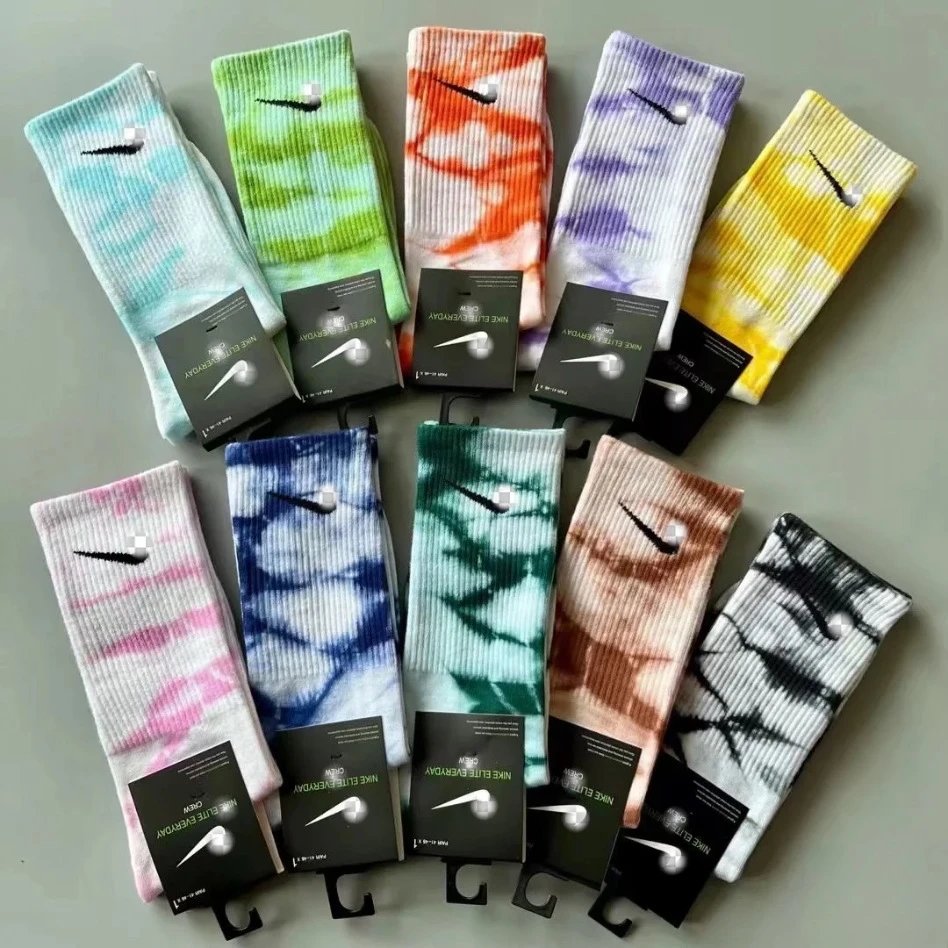 Suwan Next Men Women Socks Four Seasons Style High Tube Tie-Dye Basketball Mid-Tube Sports Running Short Tube Socks Comfortable