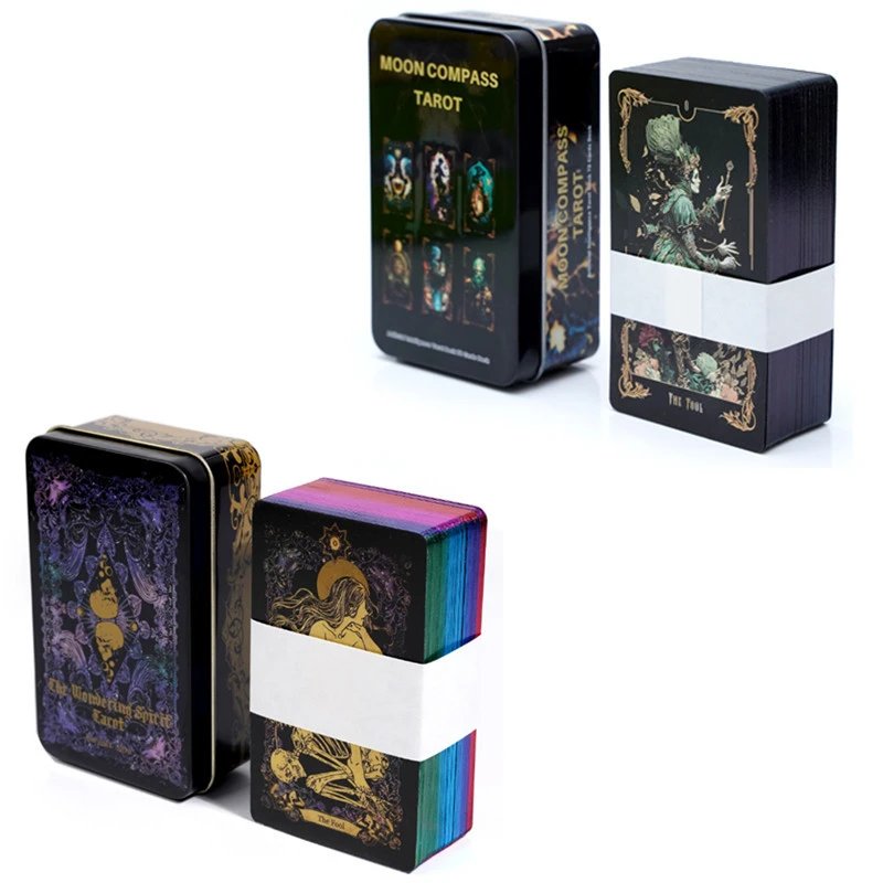 Gold Foil High-End Tin Box Playing Cards Wondering Spirit Tarot Cards Playing Cards