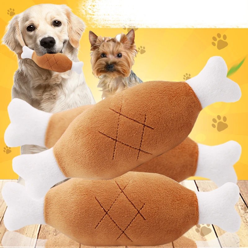 Dog Bone Drumstick Fruit Carrot Pet Dog Cat Plush Squeaky Chew-Resistant Cat Toy Supplies