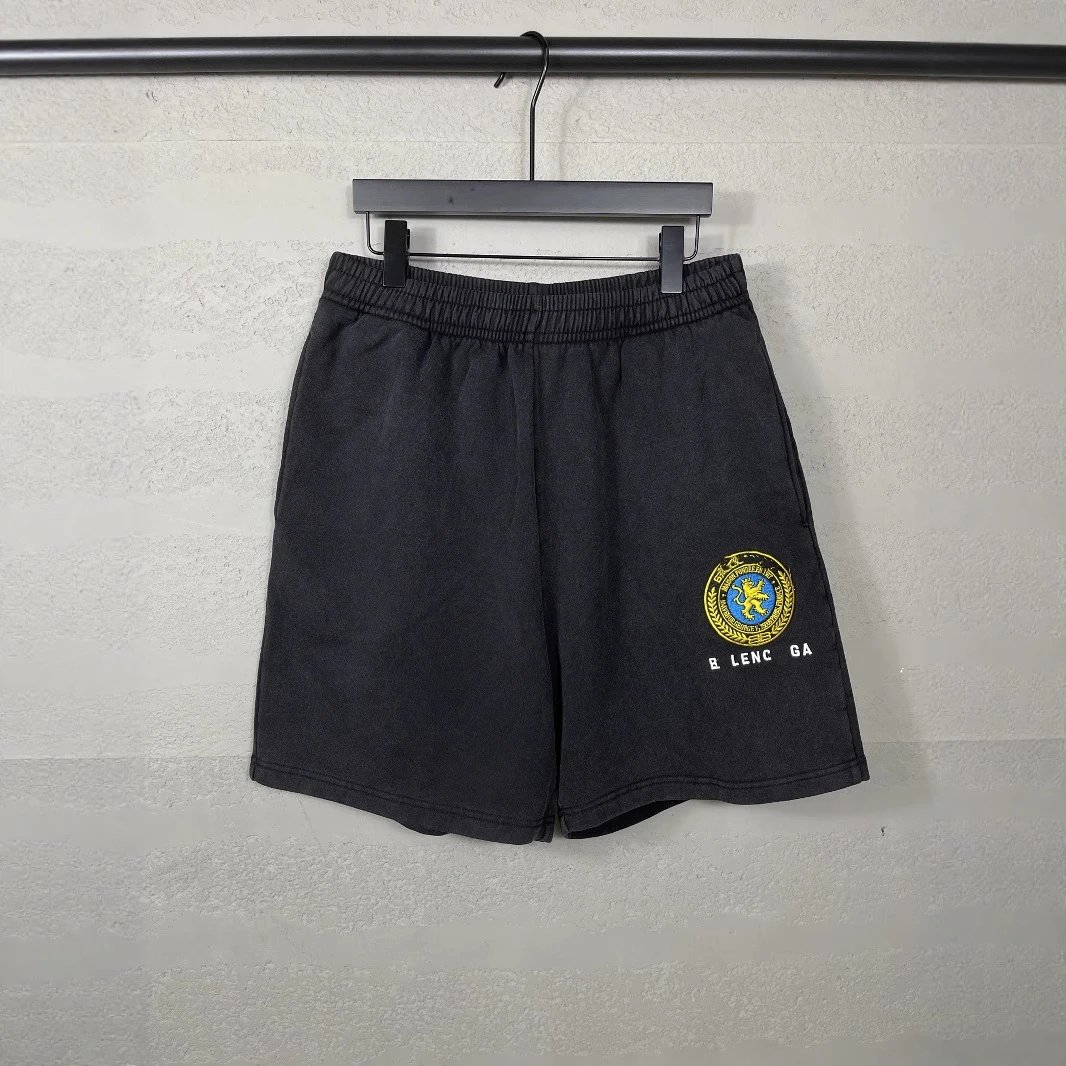Balenciaga Manchester United Collaboration Badge Embroidery Logo Washed Vintage Shorts