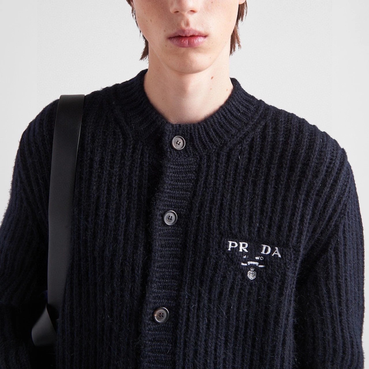 Miu Miu Triangle Letter Embroidery Knit Solid Color Sweater Unisex