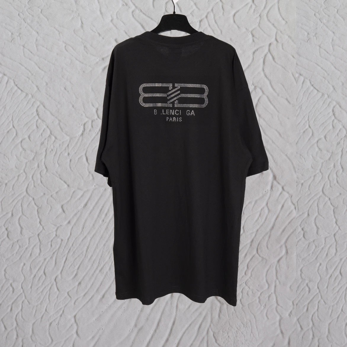 Balenciaga BB Classic Lock Heat Transfer Rhinestone Viral Unisex OS Loose Small Neckline Short Sleeve T-shirt