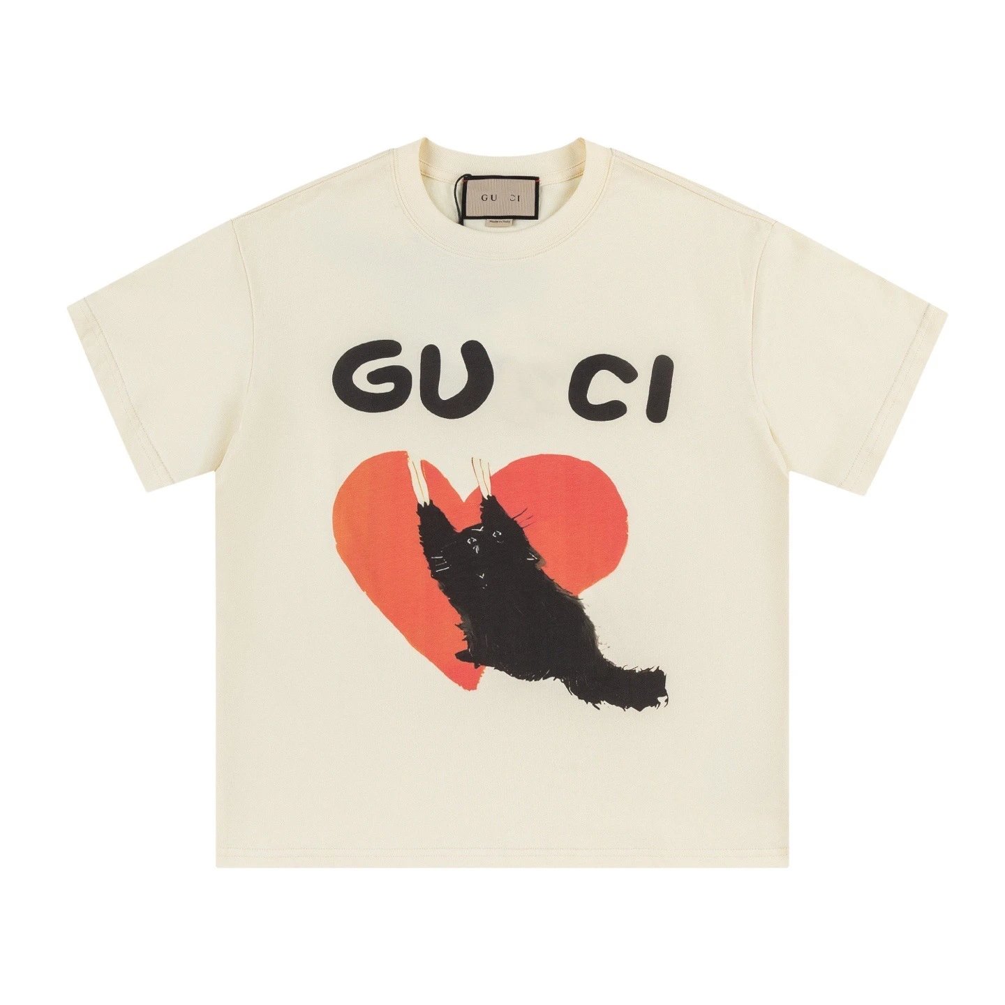 New Gucci Cartoon Series Print Minimalist Solid Color Short Sleeve T-shirt Top Unisex