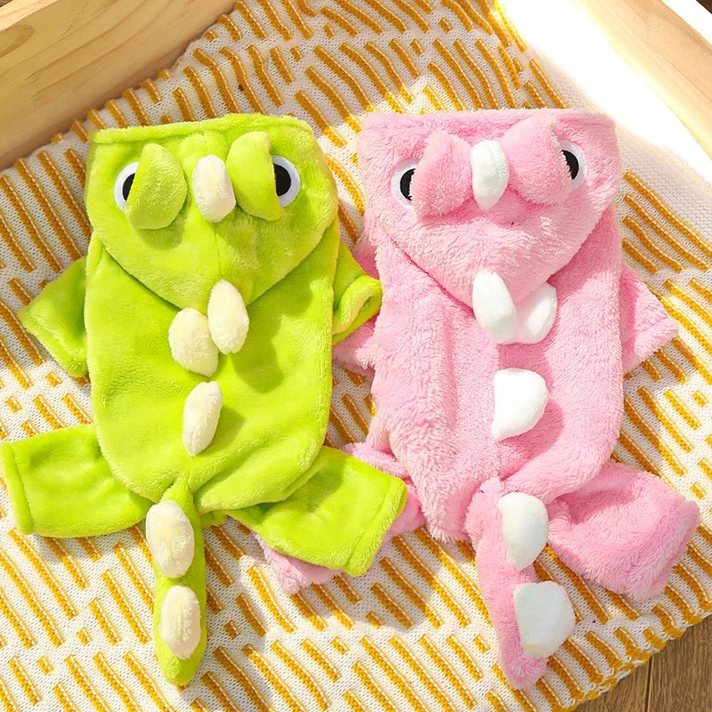 Four-Legged Outfit Autumn Winter Fleece Dinosaur Transformation Flannel Pet Dog Cat Clothing Supplies Warm Cat Clothing