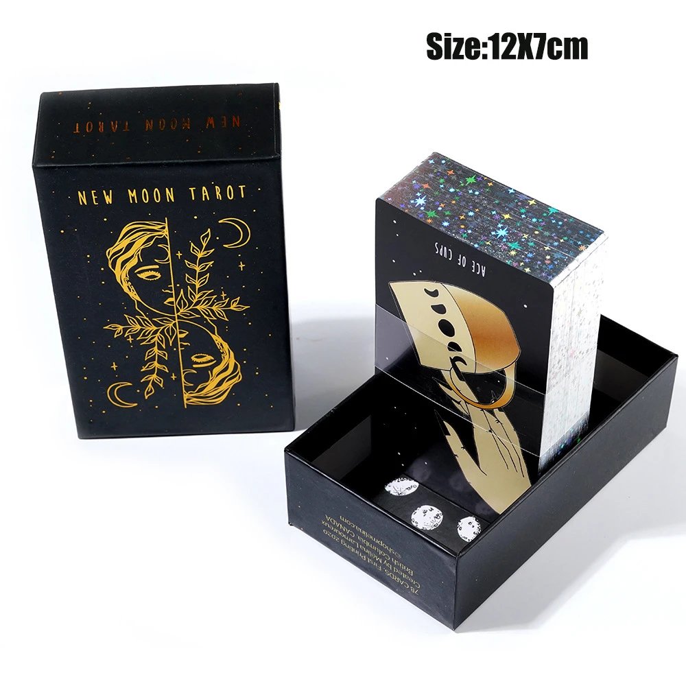 New Moon Tarot Full English Silver Foil Gift Box Edition Laser Gold Foil Tarot Cards