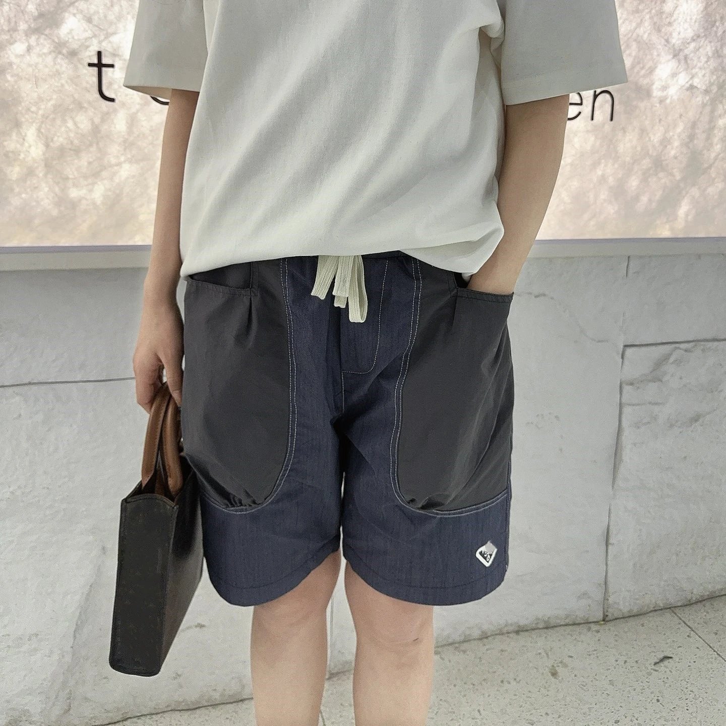 Prada Cargo Pocket Badge Embroidery Patch Contrast Shorts Sweatpants Unisex