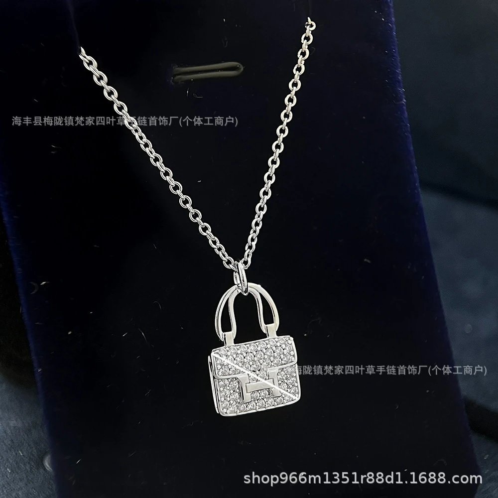 New Style V Gold H Constance Bag Necklace for Women, Luxury High-End 18k Rose Gold Collarbone Chain Trend