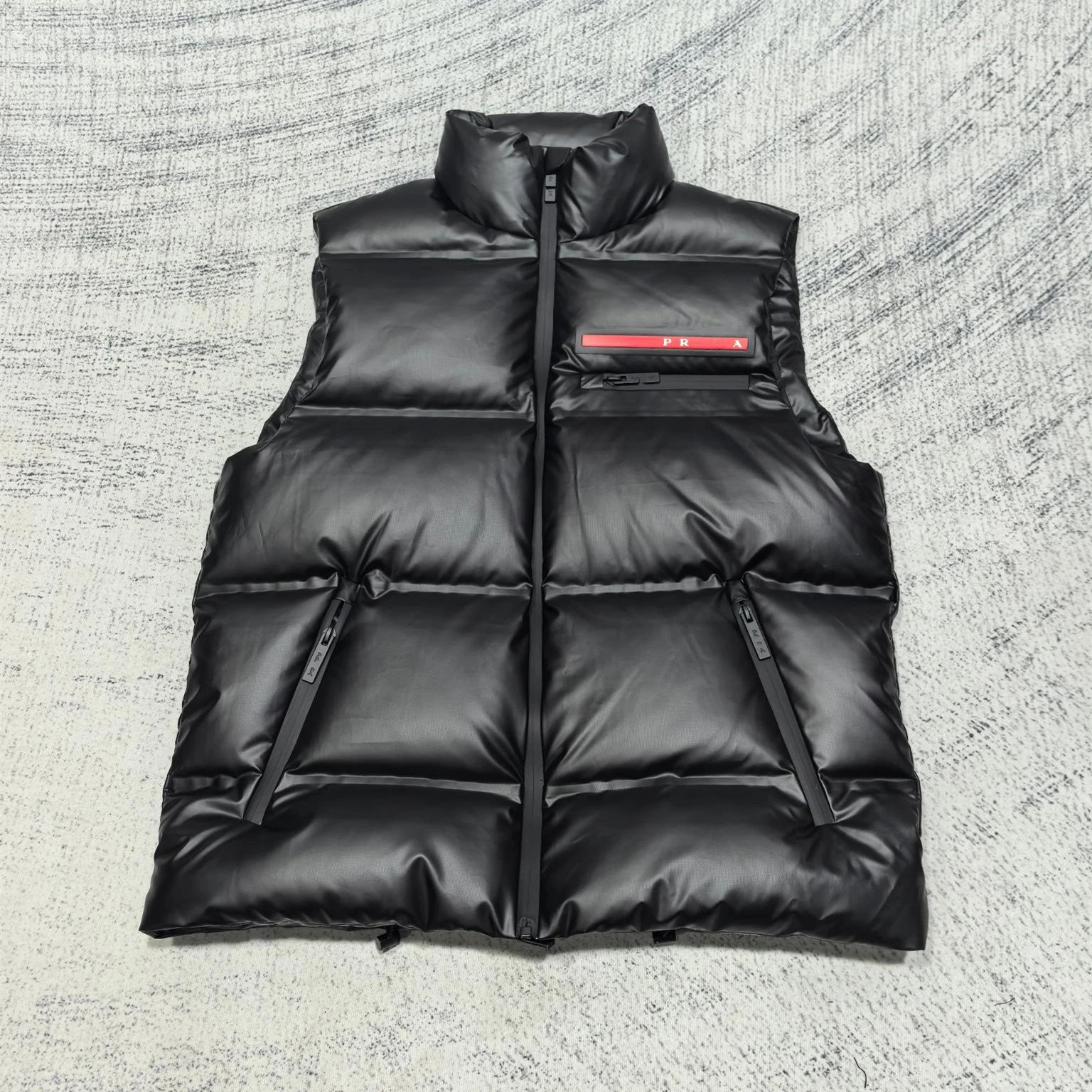 Prada Classic Style Red Label Seam Sealed Waterproof 90% White Duck Down Vest for Men and Women