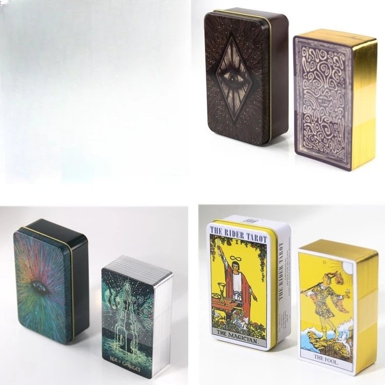 Tarot Cards Gold Foil Tin Box Storage Gift Box High-End Magnetic Card Box Tabletop Game Supplies Tarot Cards