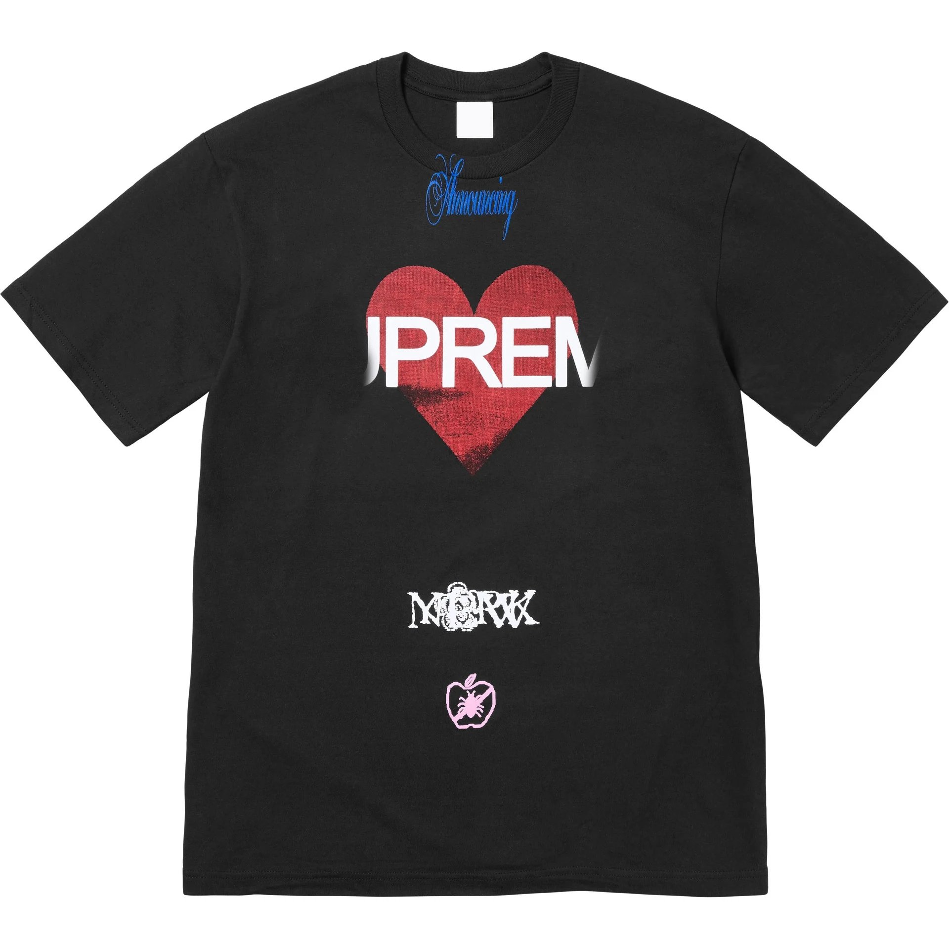 SS25 Announcing Tee Heart Logo Pattern Round Neck Short Sleeve T-shirt Unisex Pure Cotton