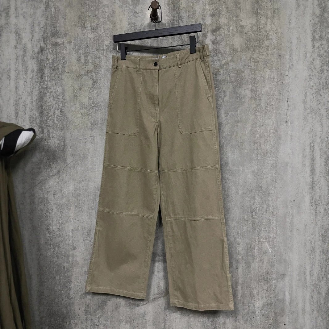 Prada Solid Color Zipper Wide Leg Twill Casual Pants Unisex