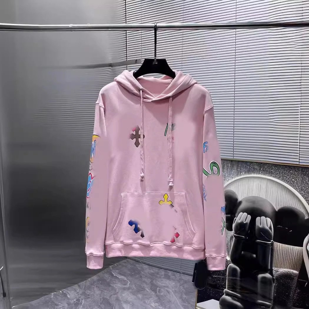 Chrome Hearts Sanskrit Hand-Painted Graffiti Hoodie Pullover Hoodie Couple Style Versatile Trendy