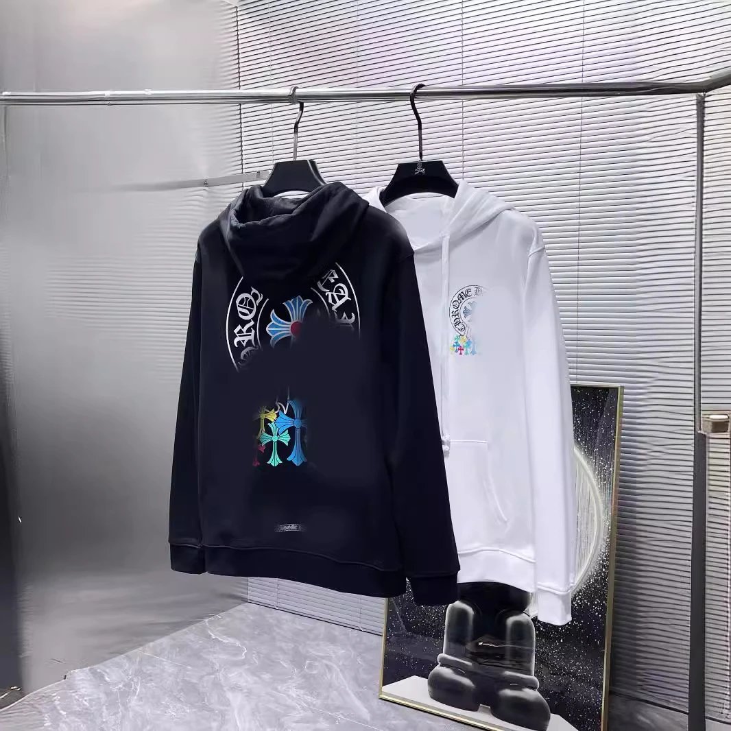 Chrome Hearts Classic Large Horseshoe Colorful Cross Sanskrit Letter Hoodie Unisex Couple Style