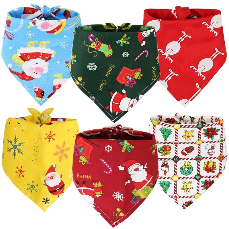 Small Medium Large Dog Christmas Dog Cat Triangle Bib Pet Supplies Four Seasons Dog Decoration Cat Scarf