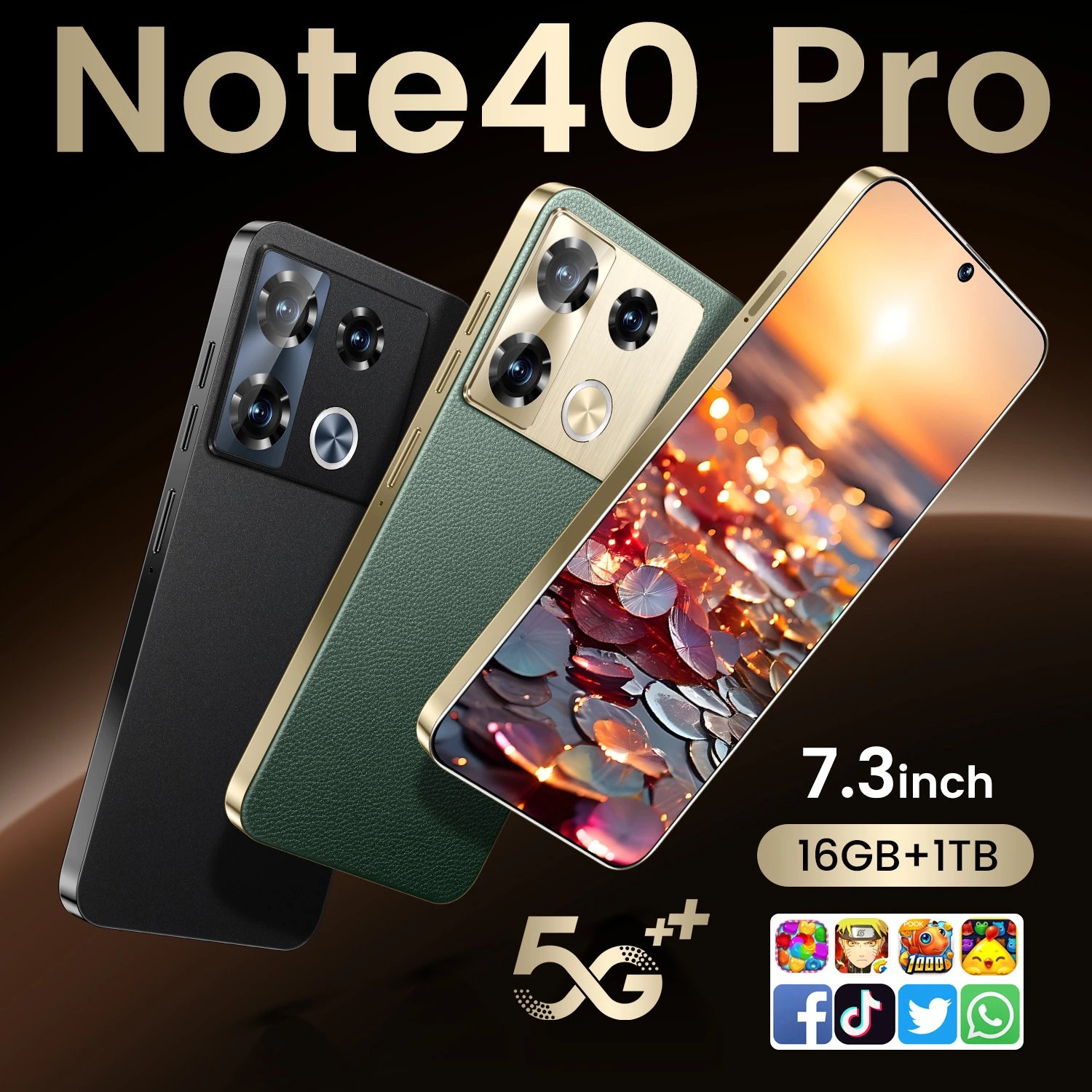 New Note40 Pro 16+1TB Punch-Hole Screen Android 8.1 Smart All-in-One Best Seller Phone