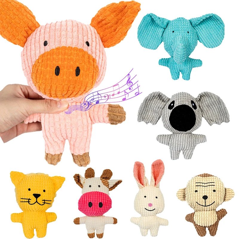 Pet Chew-Resistant Dog Chew Toy Plush Self-Entertaining Teddy Dog Cat Squeaky Toy Cat Supplies