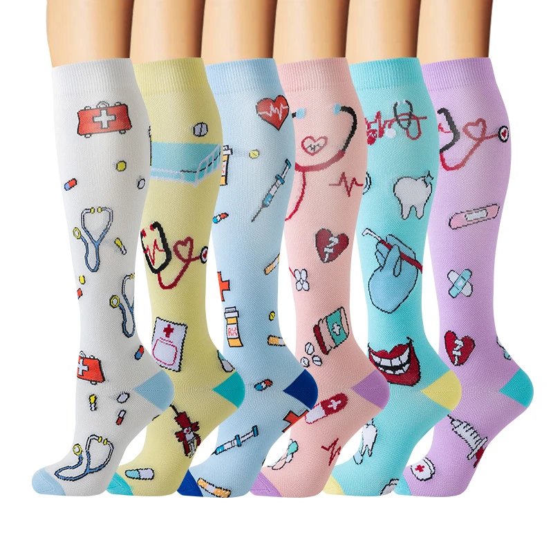 Medical Theme Leg Shaping Compression Socks Professional Elasticity Sports Cycling Sweat-Absorbent Nurse Calf Socks Compression