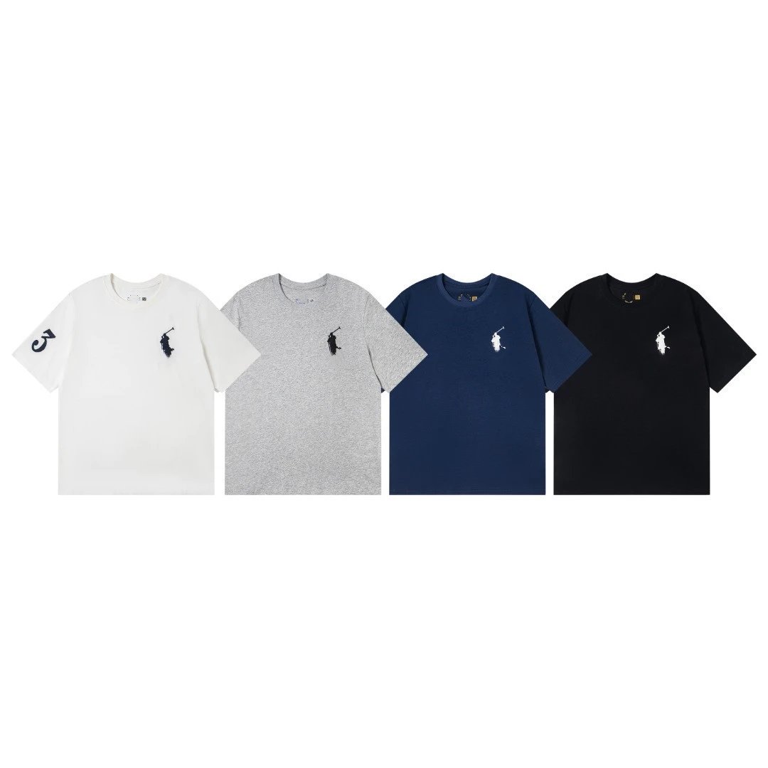 RL Ralph Lauren Pony Classic Basic Warhorse Embroidery Round Neck Loose Short Sleeve T-shirt Unisex
