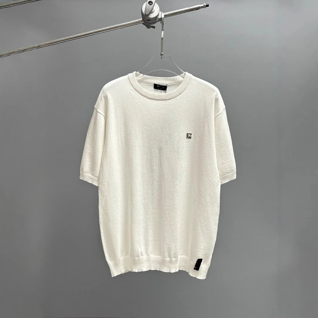 2025 New F Dior Double F Metal Label Unisex Knit Short Sleeve T-shirt