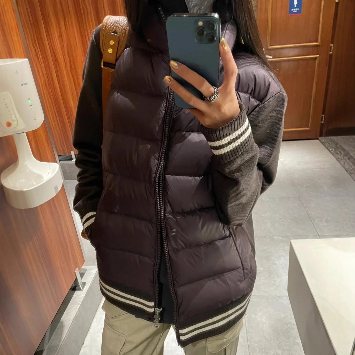 Moncler Internet Famous Style Knit Panel 90% White Duck Down Sweater Jacket for Men and Women