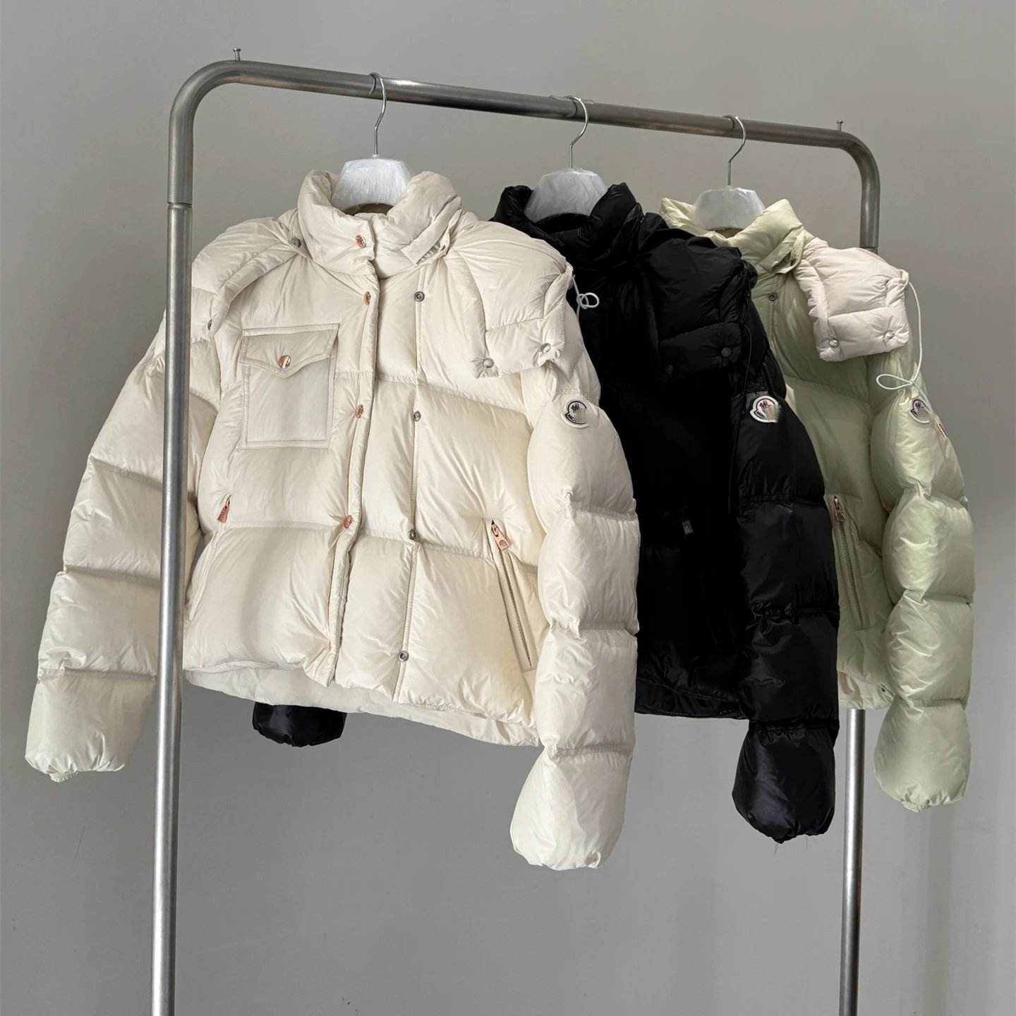 Moncler Women's Square Quilting Hooded Short Puffer Down Jacket