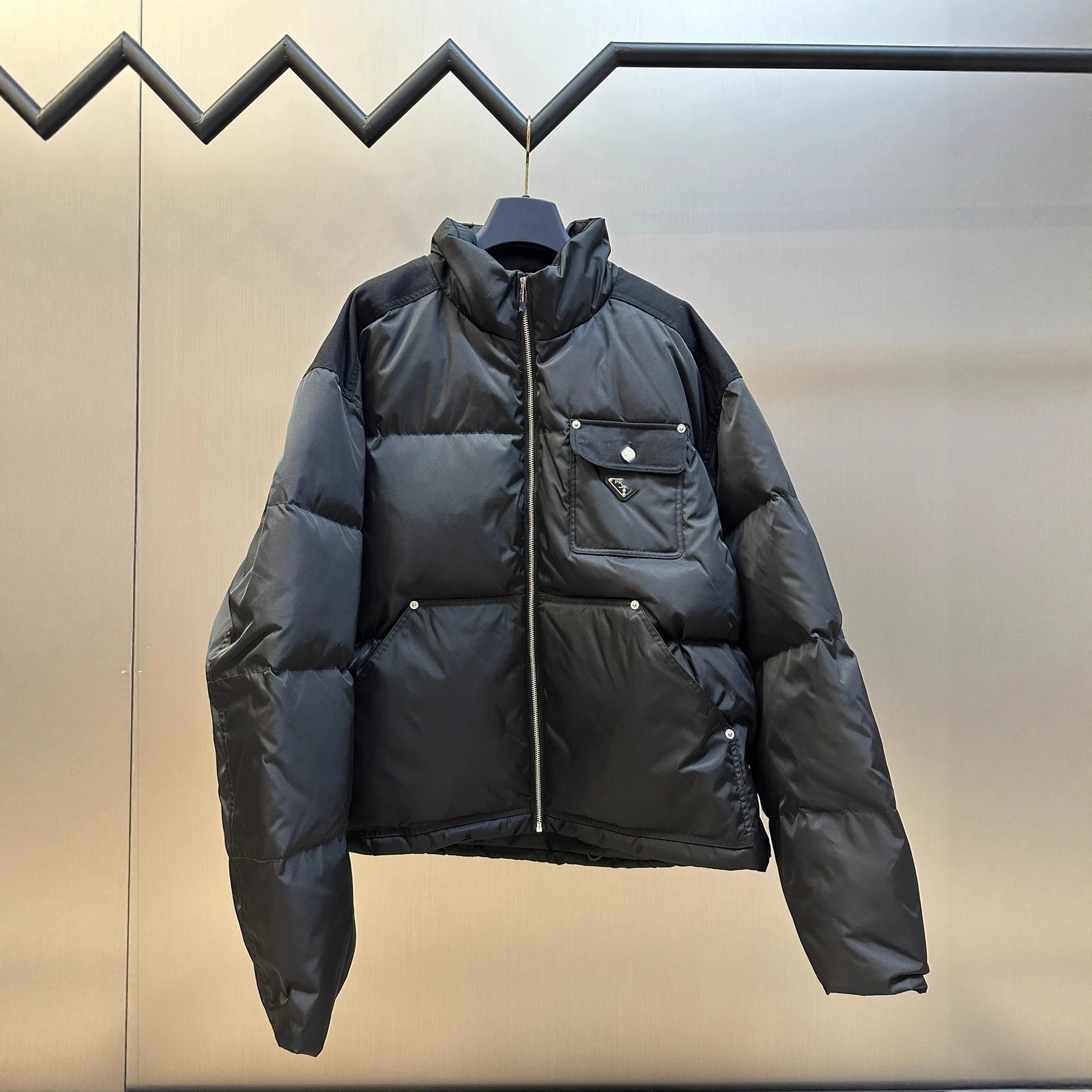 Prada Recycled Nylon Panel Twill Weave 90% White Duck Down Jacket
