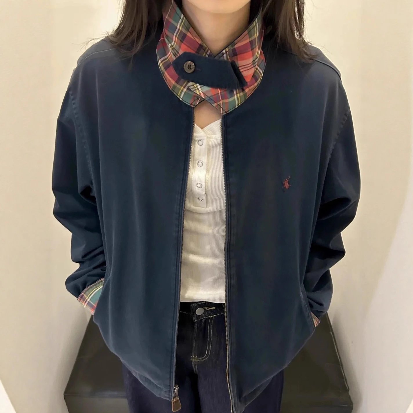 RL Pony Vintage Classic Lapel Old Cadre Retro Lining Wool Jacket