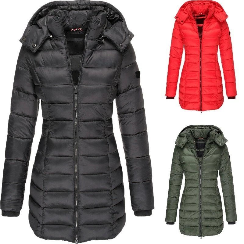 New Product Winter New Style Women's Cotton Jacket Medium Long Slim Fit Padded Coat Warm Down Cotton Jacket