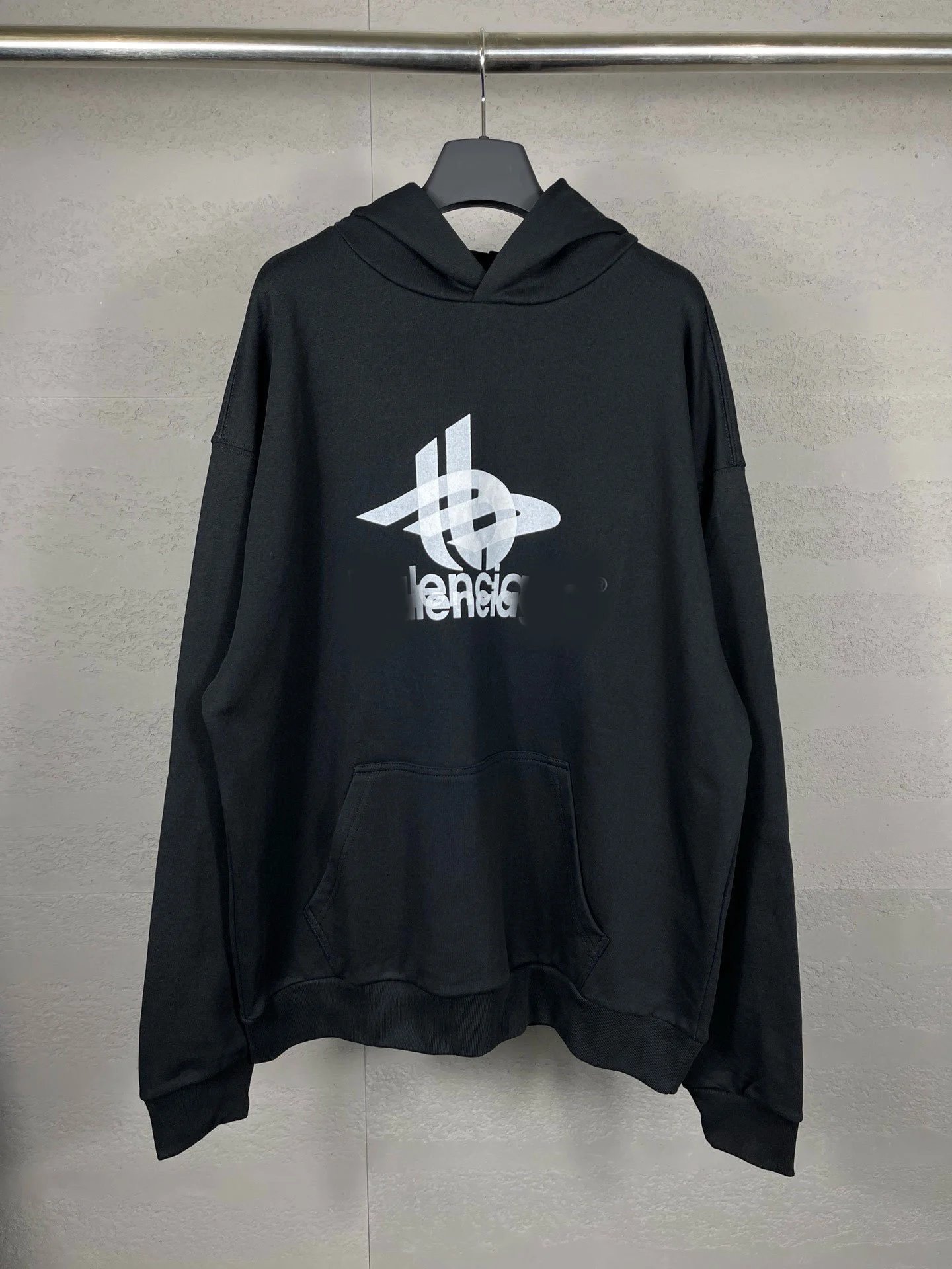24 New Balenciaga Overlay Phantom Letter LOGO Unisex Same Style Casual Loose Versatile Hoodie Couple