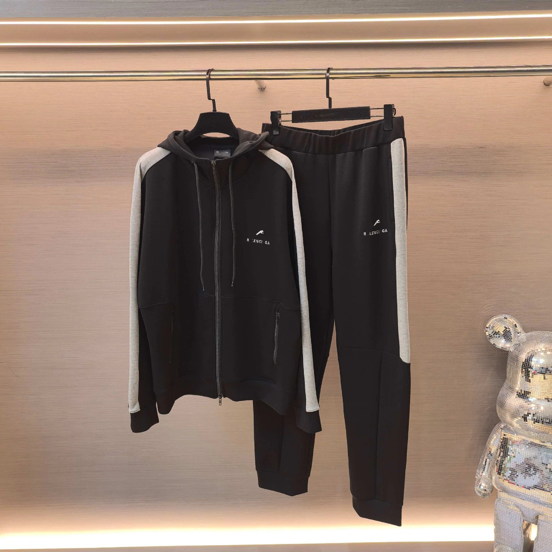 Balenciaga collaboration style campus hooded sport jacket outerwear pants sport pants set