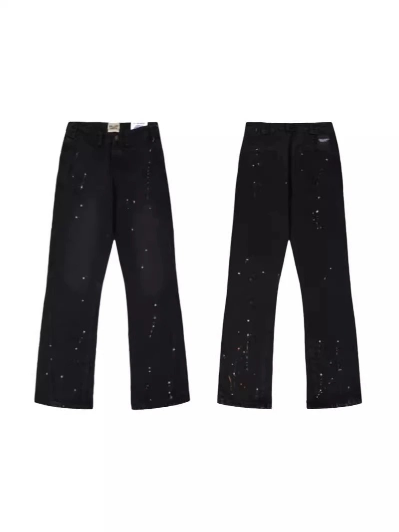 Gallery Dept New Splatter Washed Black Patch Flared Jeans Unisex
