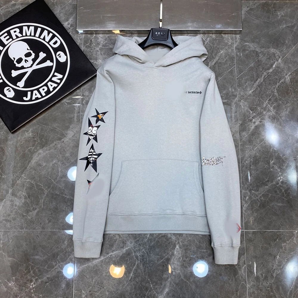Chrome Hearts graffiti lips embroidery hooded sweatshirt loose casual hoodie men's and women's couple style trendy