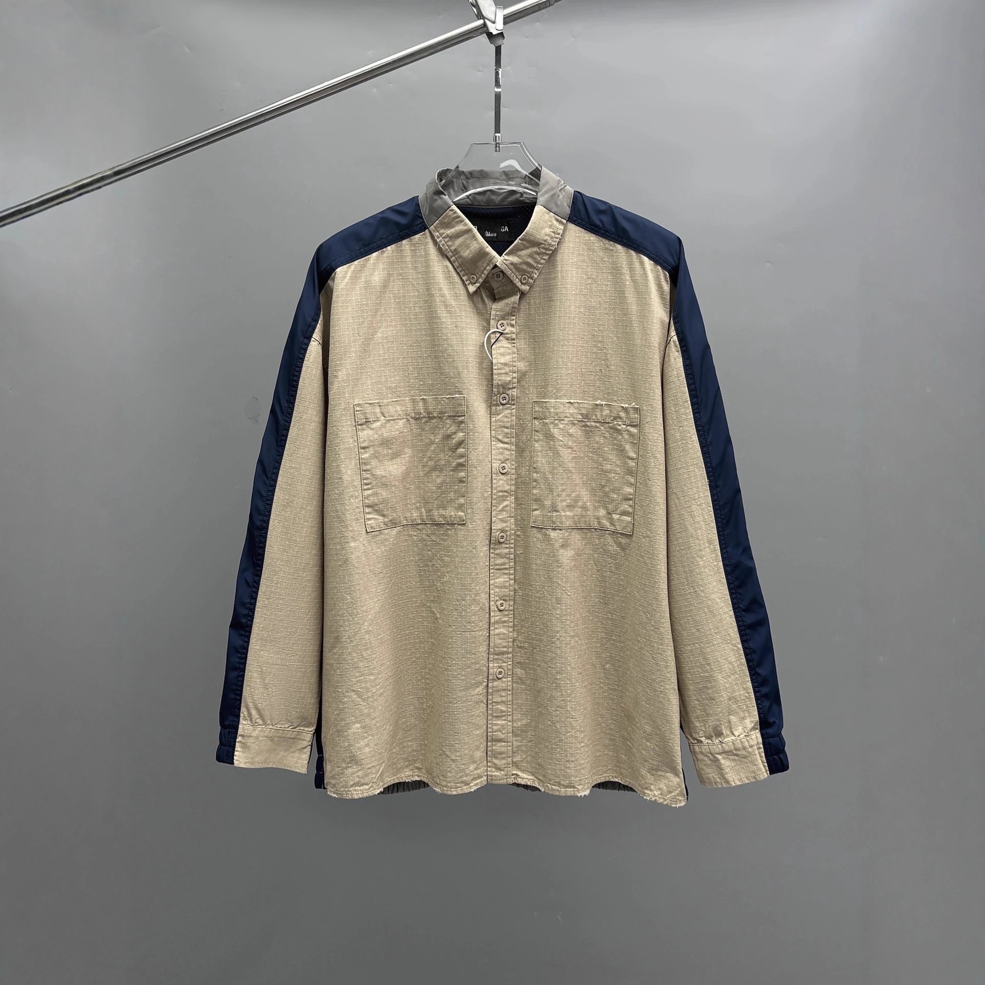 SS25 New Balenciaga Heavy Work Washed Distressed Spliced Shirt Coat Unisex