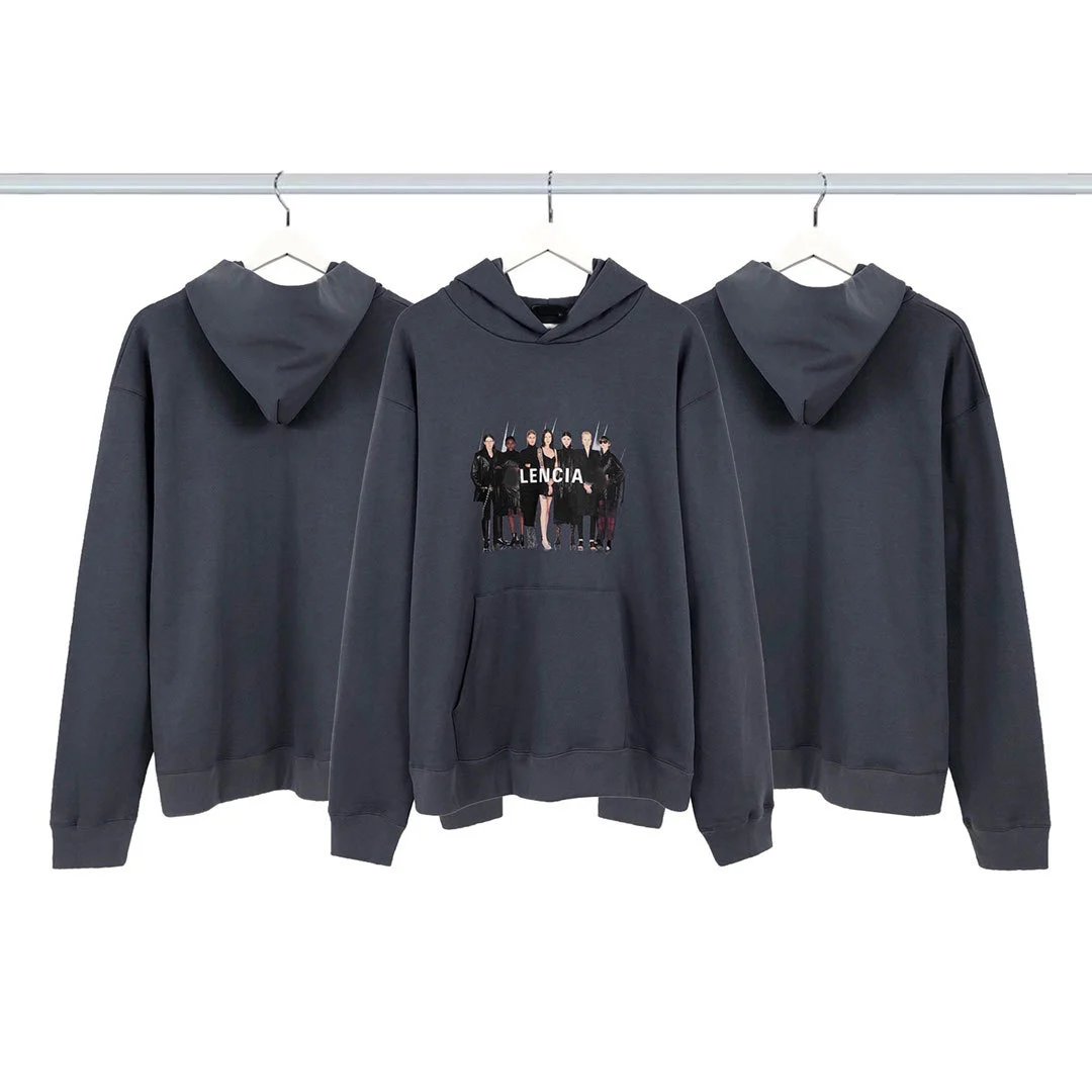 Balenciaga portrait band letter hooded sweatshirt terry loose casual men's and women's hoodie couple style