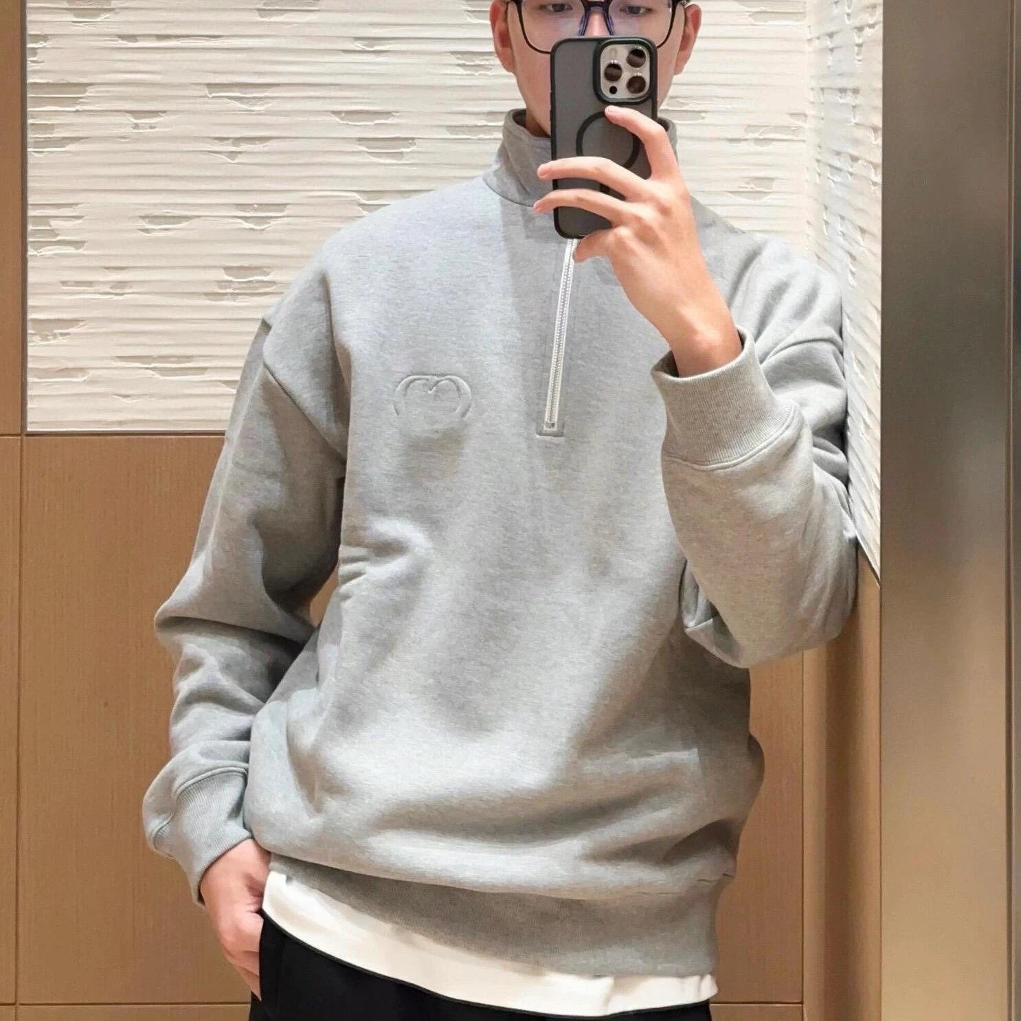 2025 new style Dior embroidery CD logo light fleece soft gray stand collar sweatshirt pants set men's and women's