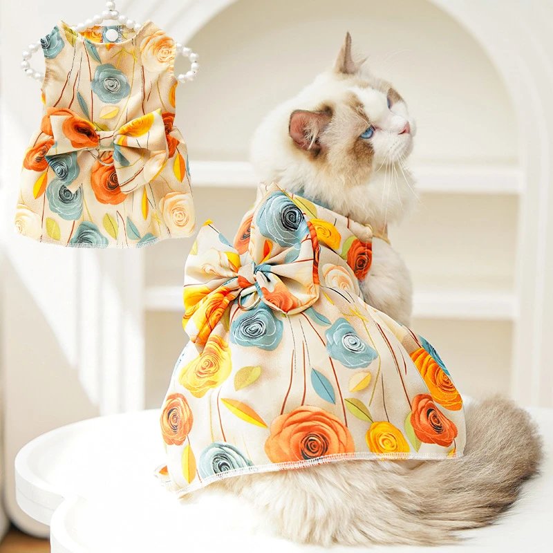 3D Rose Pet Dog Cat Clothing Supplies Summer Teddy Bichon Ragdoll Cat Thin