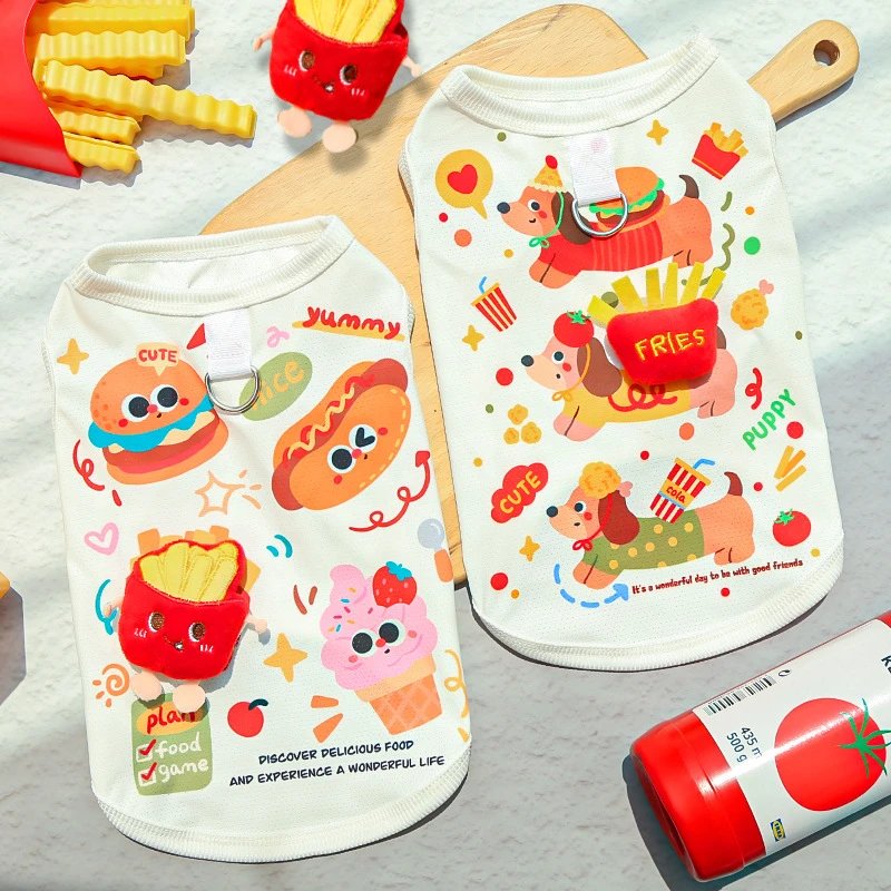 Original Ice Silk Summer Thin Breathable Cooling Clothing Pet Dog Pet Dog Clothing Cat Clothing Supplies Cute Cartoon