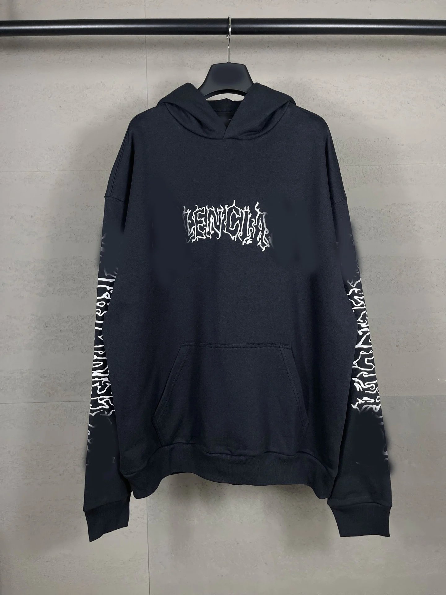 Balenciaga chest Sanskrit LOGO blur direct spray print hoodie sweatshirt men's and women's couple trendy
