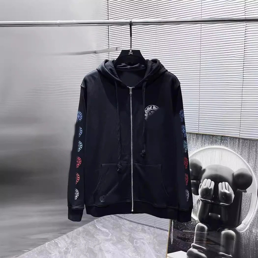 Chrome Hearts Colorful Spiral Gradual Small Cross Zipper Hoodie Jacket Unisex Couple Style Versatile
