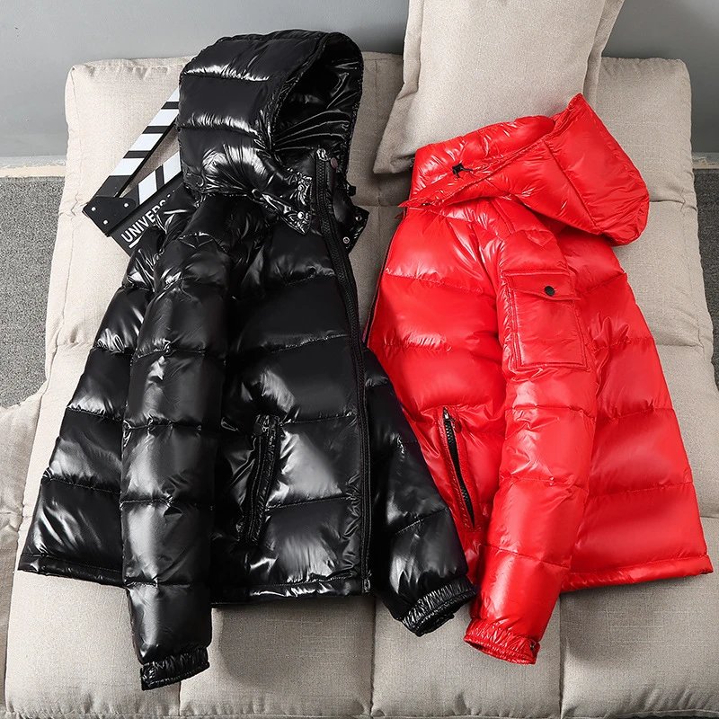 Men's Short Down Cotton Jacket New Style Trendy Shiny Wash Free Handsome Winter Couple Thick Outerwear