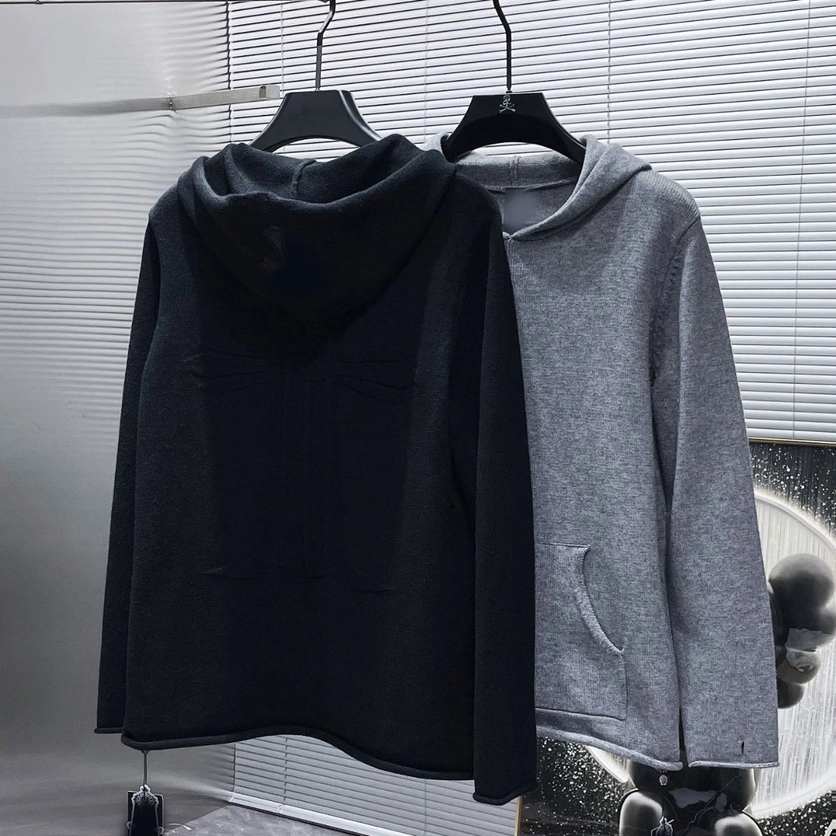 Chrome Hearts Sweater Same Style Hoodie Back 3D Jacquard Leather Patch Knitwear Unisex Couple Style