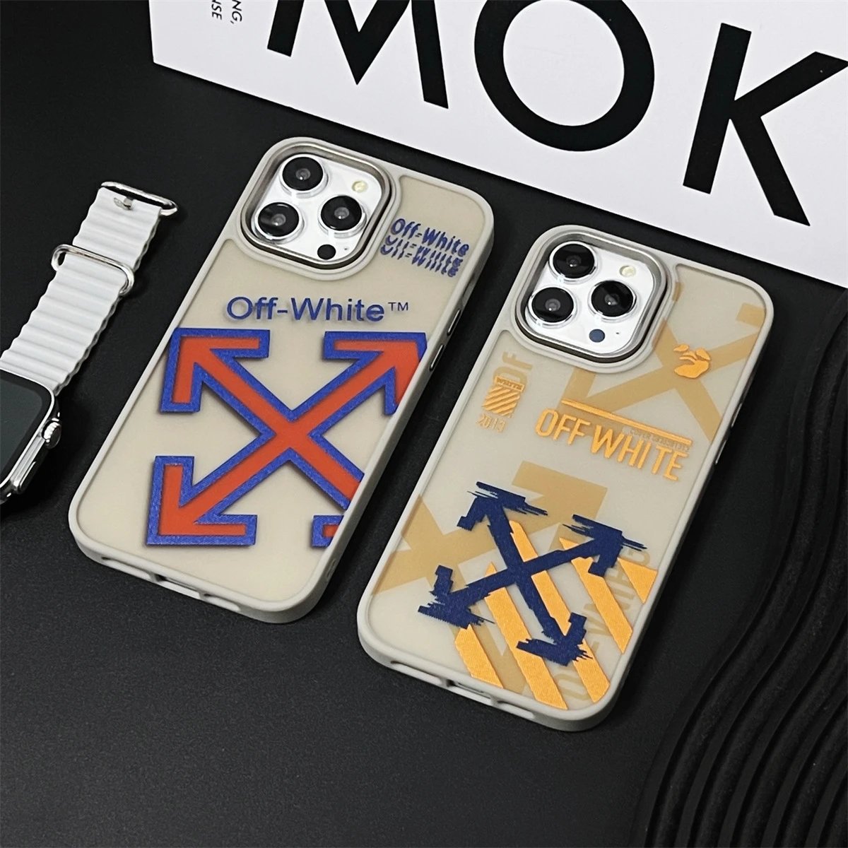 Trendy OW Arrow iPhone 16 Pro Max Apple 15 Case Anti-Drop 11 Matte 14 Skin-Feel 12 Hard Case 13