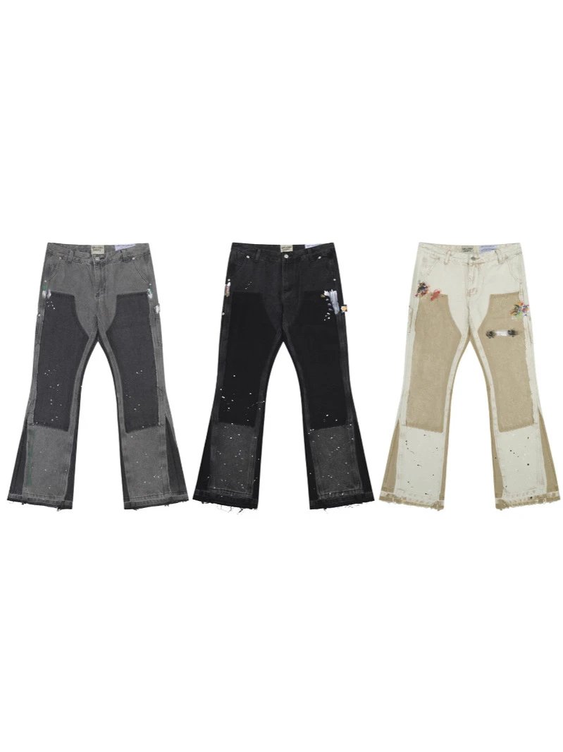Gallery Dept Hand-Painted Splatter Patchwork Patch Cargo Pants