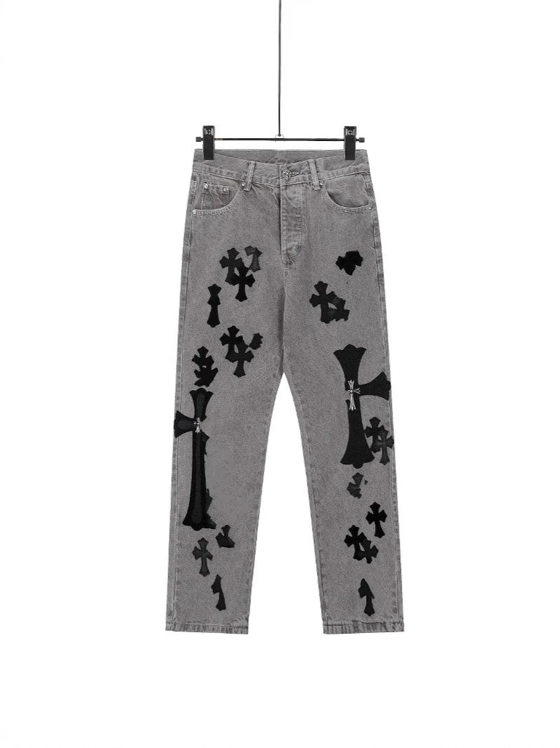 Chrome Hearts Metal Patch Cross Vintage Gray London Limited Jeans