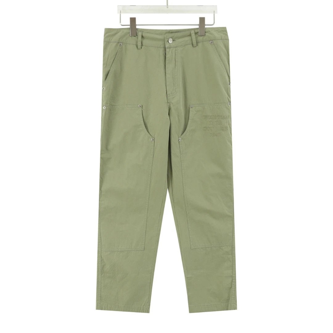 Dior Home Hot Style Letter Embroidery Khaki Cargo Pants Casual Pants Unisex