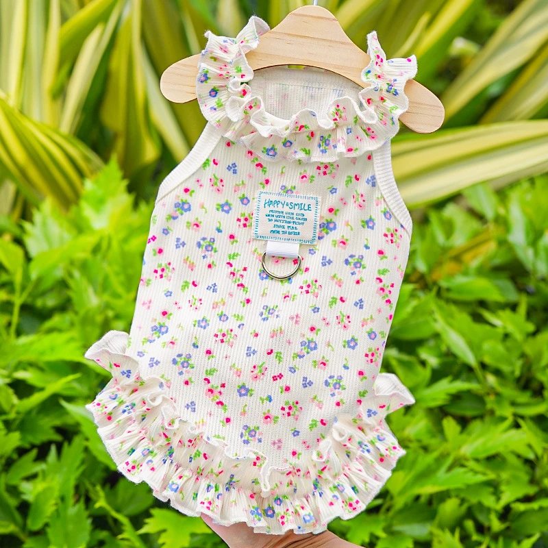 Summer Floral Dress Pet Dog Cat Clothing Supplies Clothing Spring Fresh Princess Dress Bichon Thin Breathable
