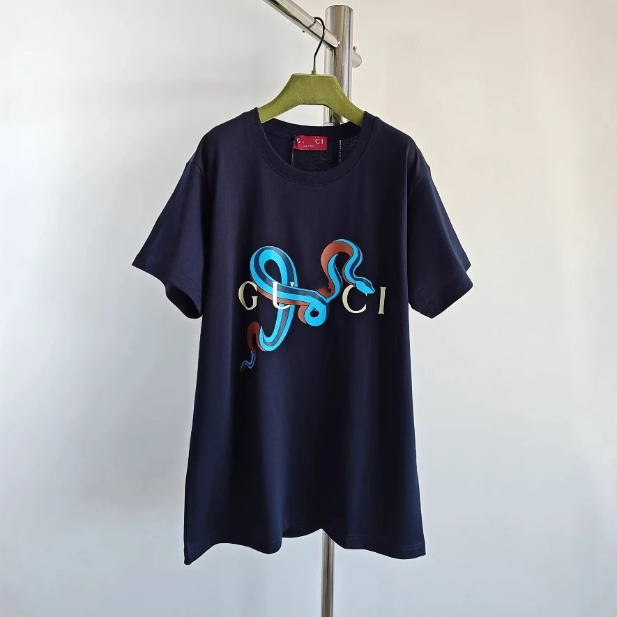 2025 New Gucci Snake Year Limited New Letter Print Short Sleeve T-shirt Top Unisex