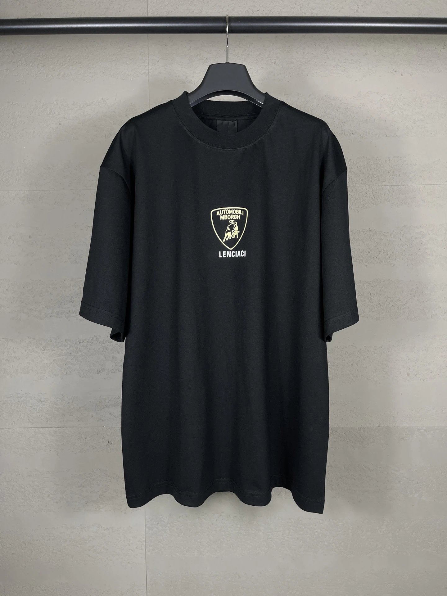 Balenciaga Lamborghini Pattern Letter Base Unisex Small Neckline Short Sleeve T-shirt Couples Loose Casual