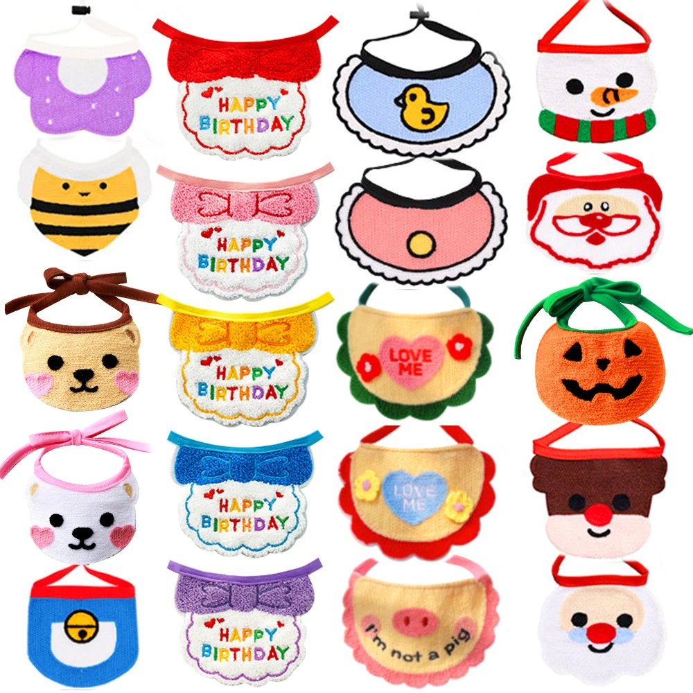 Korean Cute Pet Cat Bib Dog Christmas New Year Holiday Cat Collar Clothing Persian Cat Dog Supplies
